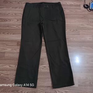 Talbots Women's 14 P Signature Dress Pants Brown Stretch Pockets Petites Green